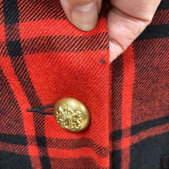 Vintage Adrienne Vittadini Plaid Long Blazer, Size 12, Black & Red, Velvet Trim - Picture 11 of 11